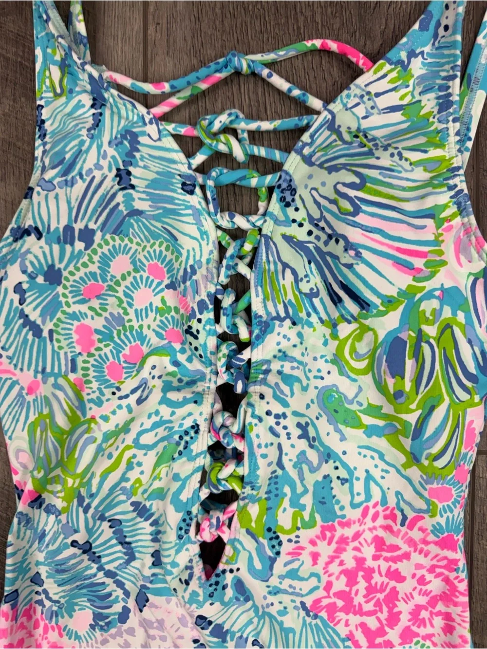 Lilly‎ Pulitzer Teal Lattice One Piece Swimsuit